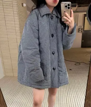 lawgy 토터 쉘 스티치 퀼팅 코트