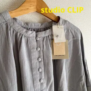 studio CLIP 라이트 그레이 긴팔 셔츠 버튼 포함 더블 프론트