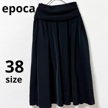 epoca 스커트 허리 드레이프 플레어 스커트 블랙 트리아세테이트