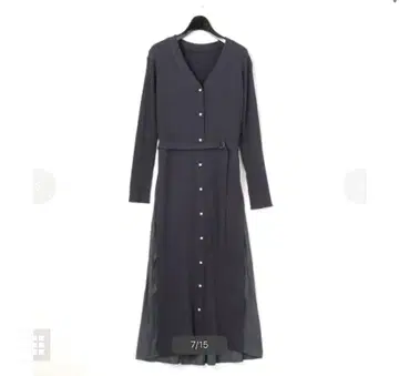 그레이스 콘티넨탈 리브 플레어 니트 원피스 네이비 36