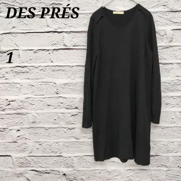 R4553 데프레 [1] U넥 긴팔 무릎 기장 원피스 울 100% 블랙