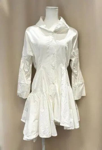 Sirohane 시로하네 셔츠 원피스 드레스 미니 코튼 화이트