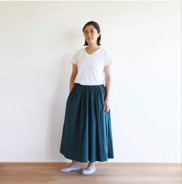 HUIS 하우스 코드 레인 스커트 다크 그린