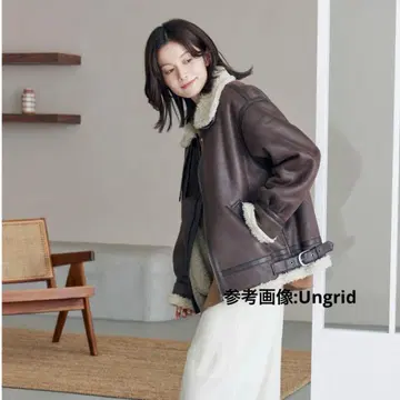 Ungrid 페이크 무스탕 보아 블루종: 다크 브라운