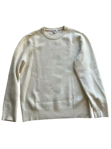 유니클로 밀라노 리브 크루넥 스웨터 M 베이지