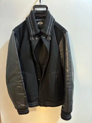 BEAMS XL 소매 가죽 바시티 자켓 빔즈 라이더스 바시티 자켓