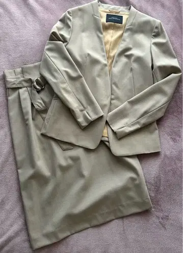 green label relaxing 베이지 수트 세트 스커트 38