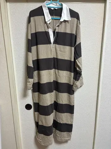 SIMPLICITE 스트라이프 롱 셔츠 원피스