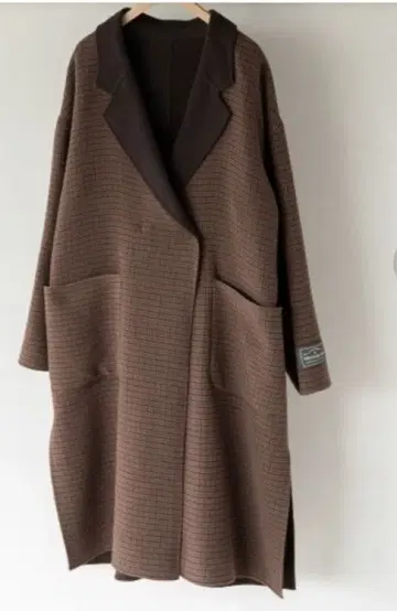 메리노 W 페이스 리버서블 코트 체크 무늬