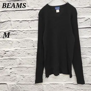 R3427//빔즈 [ M ] 긴팔 리브 니트 V넥 울 블랙