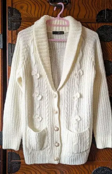 CECIL McBEE 펄 리본 니트 가디건 자켓 겉옷