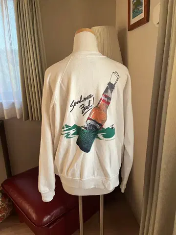 버드와이저 그래픽 맨투맨 구제 의류 남성용 화이트