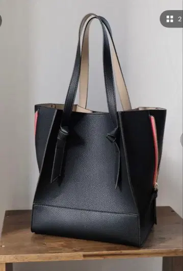 CURIBISCUI 리본 핸들 사이드 지퍼 토트