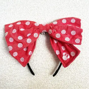디즈니 핑크 도트 리본 헤어밴드 머리띠 헤어핀