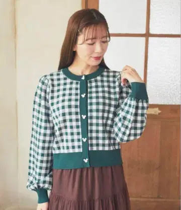 Areeam 디즈니 미키 체크 무늬 가디건 아인냥