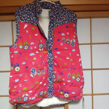 와코루 새상품 츠모리 컬러풀 플라워 프린트 베스트