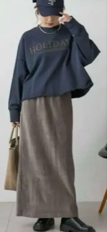 Web 한정색 PUAL CE CIN 스트레치 코르듀로이 스커트