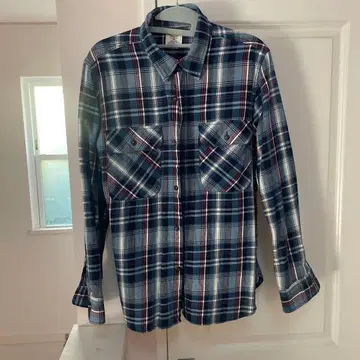 HOUSTON 체크 무늬 긴팔 셔츠 탄탄한 원단