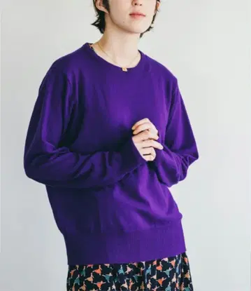 mariko mikuni 캐시미어 100% 니트 호보니치 퍼플 일본제