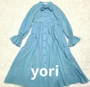 yori 롱 원피스 리본 플레어 A라인 프리 사이즈