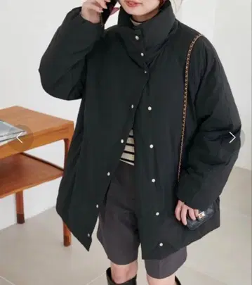 시착만 한 새상품*discoat*충전솜 스탠드 미들 코트*다운 자켓*블랙