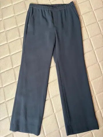 [ 새상품급 ] INDIVI 다크 블루 그레이 와이드 팬츠 허리밴딩