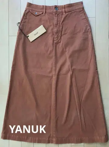 브라운 타이트 롱 스커트