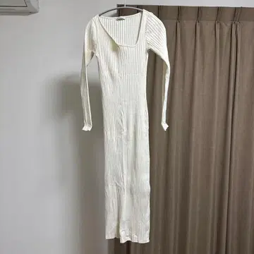 ZARA 아이보리 리브 롱 드레스 M
