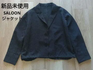 미사용 새상품 ] SALOON 테일러드 자켓 숏 기장 블랙 다크 그레이