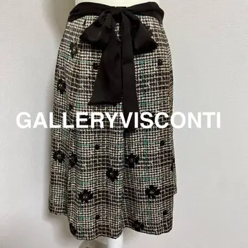 GALLERY VISCONTI 체크 무늬 플레어 스커트 택 포함