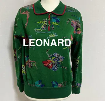 레오나르 스포츠 니트탑 칼라 그린 M