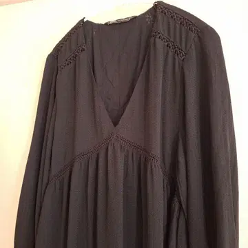 ZARA 블랙 롱 원피스 V넥 긴팔