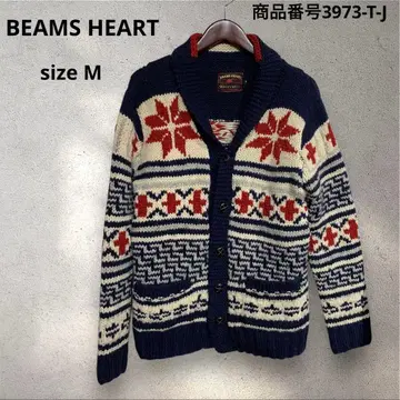 BEAMS HEART 노르딕 무늬 코위찬 니트 사이즈 M