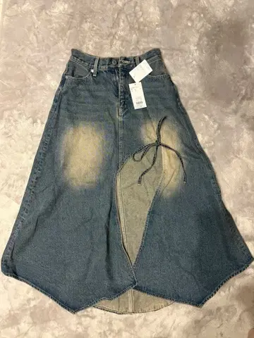 [ 미사용 새상품 ] EVRIS 오픈 백 데님 라이트 블루