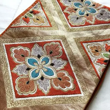 후쿠로 오비 포멀 예복 하나비시 럭셔리 금 쇼와 레트로