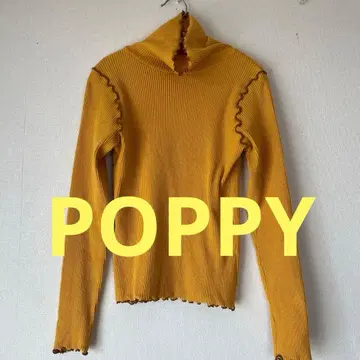 POPPY 아사기니뇨 리브 하이넥 상의 머스타드