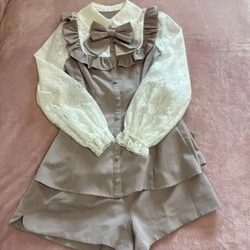 시크릿 허니 셋업 레이스 소매 & 레이스 요크 셋업