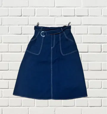 다크 블루 플레어 스커트 벨트 포함 [무료배송]