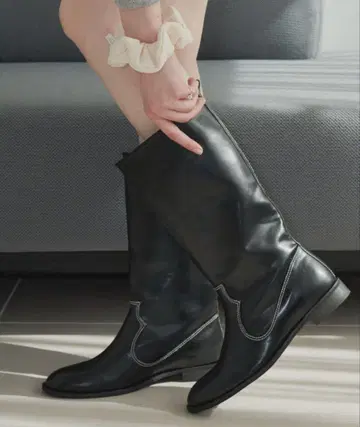 giunon 웨스턴 스티치 와이드 부츠 black