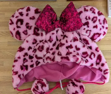 핑크 레오파드 무늬 미니 팬캡 디즈니 정품