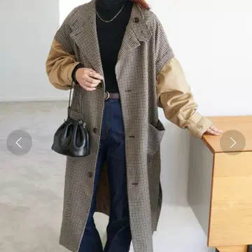 DISCOAT [2WAY] 체크 절개 코트