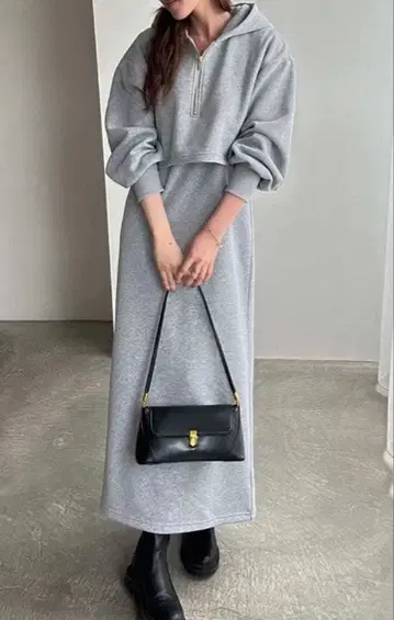 GeeRA 셋업풍 하프 지퍼 속기모 맨투맨 원피스