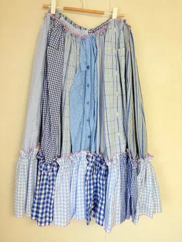 KILIG 키리구 깅엄 체크 스커트 스카이블루