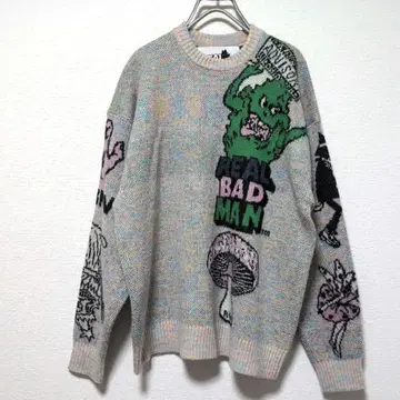 리얼 배트맨 니트 스웨터 M 올 패턴 그래픽 스트릿 Y2K