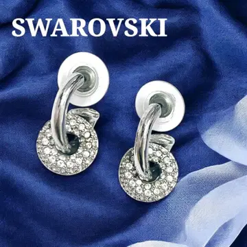 [새상품급] SWAROVSKI 후프 귀걸이 파베 라운드 모티브 2way