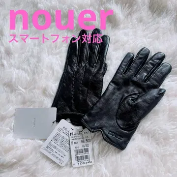 nouer 양가죽 장갑 스마트폰 대응 가죽 그로브 플리스 안감 블랙