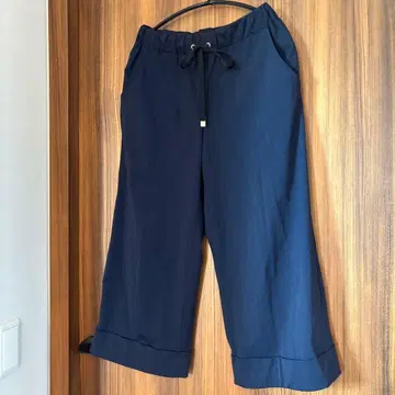 네이비 와이드 팬츠 드로우 스트링