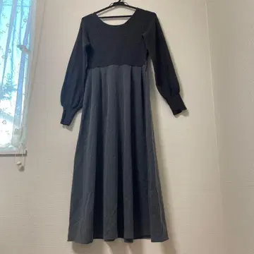 그레이 긴팔 니트 원피스 A라인