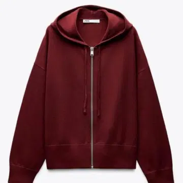 ZARA 니트 후드 스웨트 셔츠 버건디 후드티 니트