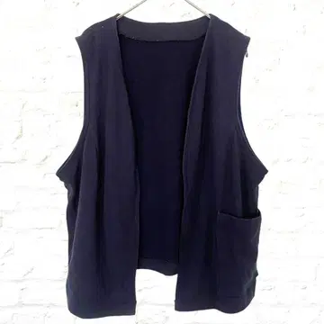 슬리브리스 벌키 가디건 포켓 부착 베스트 무지 이너 겉옷